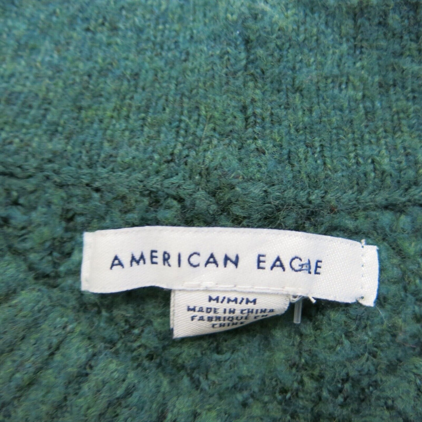 American Eagle Women Pullover Sweater Knitted Mock Neck Dark Teal Green Medium