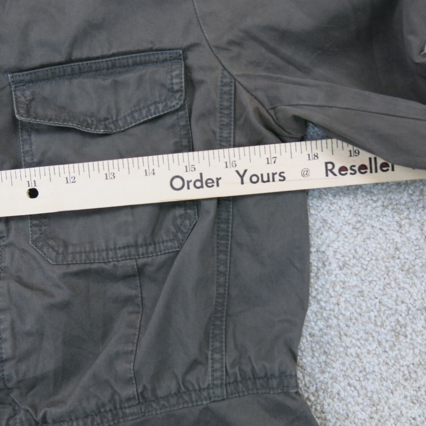 Loft ANN Taylor Womens Cargo Jacket Open Front Long Sleeves Dark Gray Size 8