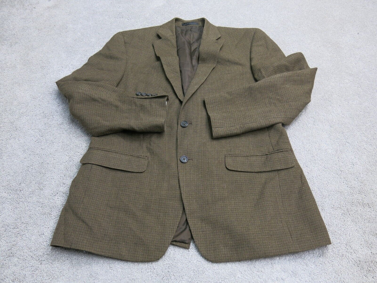 Chaps Mens Blazer Coat Single Breasted Long Sleeves Pockets Clay Green Size 40R