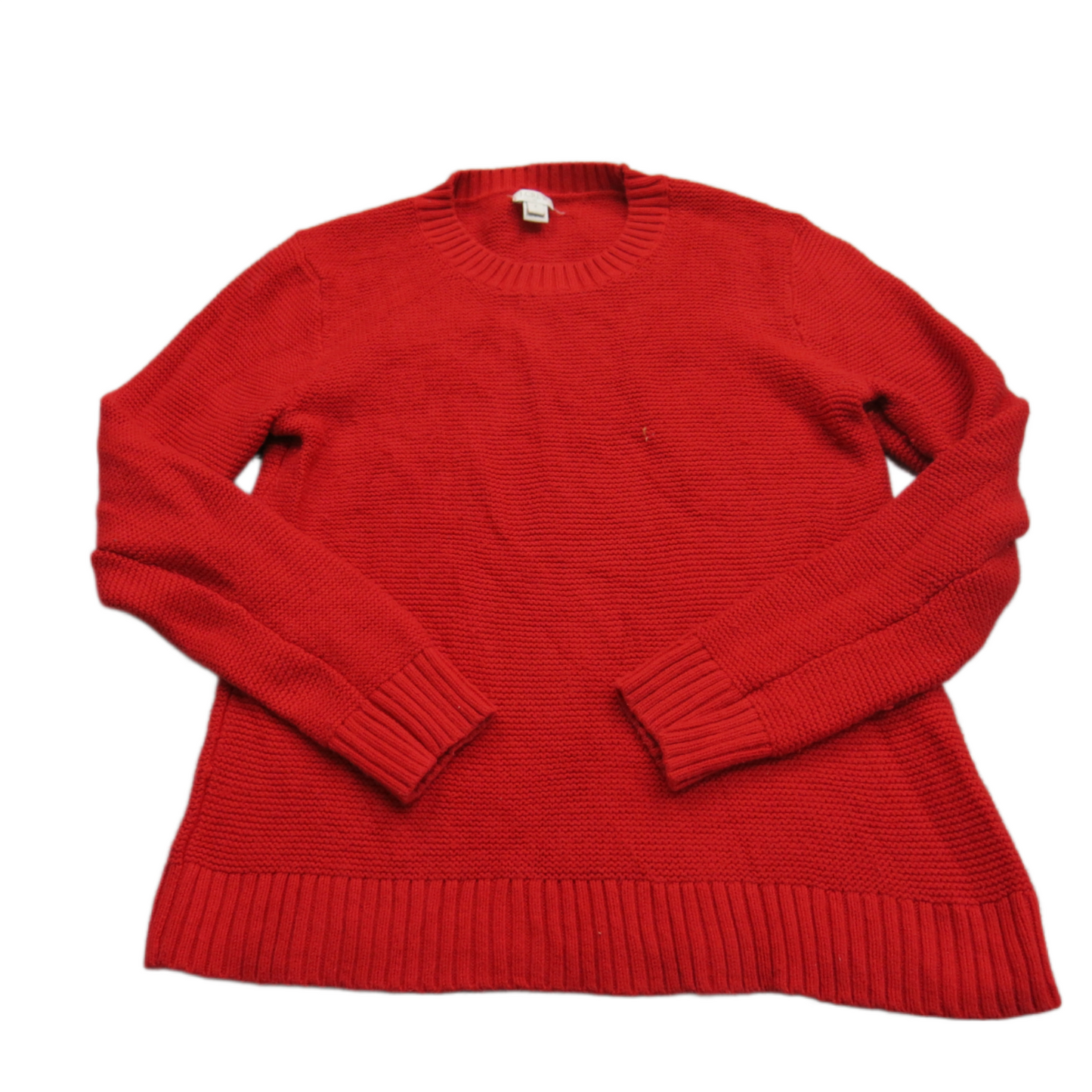J. Crew Womens Knitted Sweater Top Crew Neck Long Sleeves Solid Red Size Small