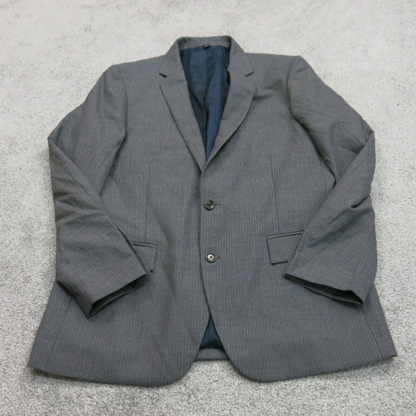 J Crew Mens Striped Blazer Coat Single Breasted Long Sleeves Black Size 42R