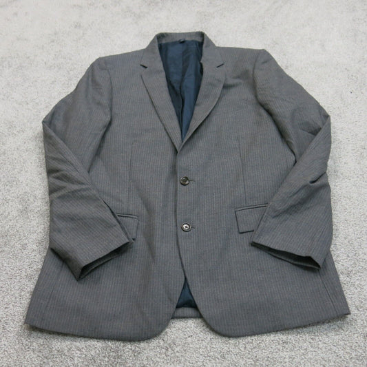 J Crew Mens Striped Blazer Coat Single Breasted Long Sleeves Black Size 42R