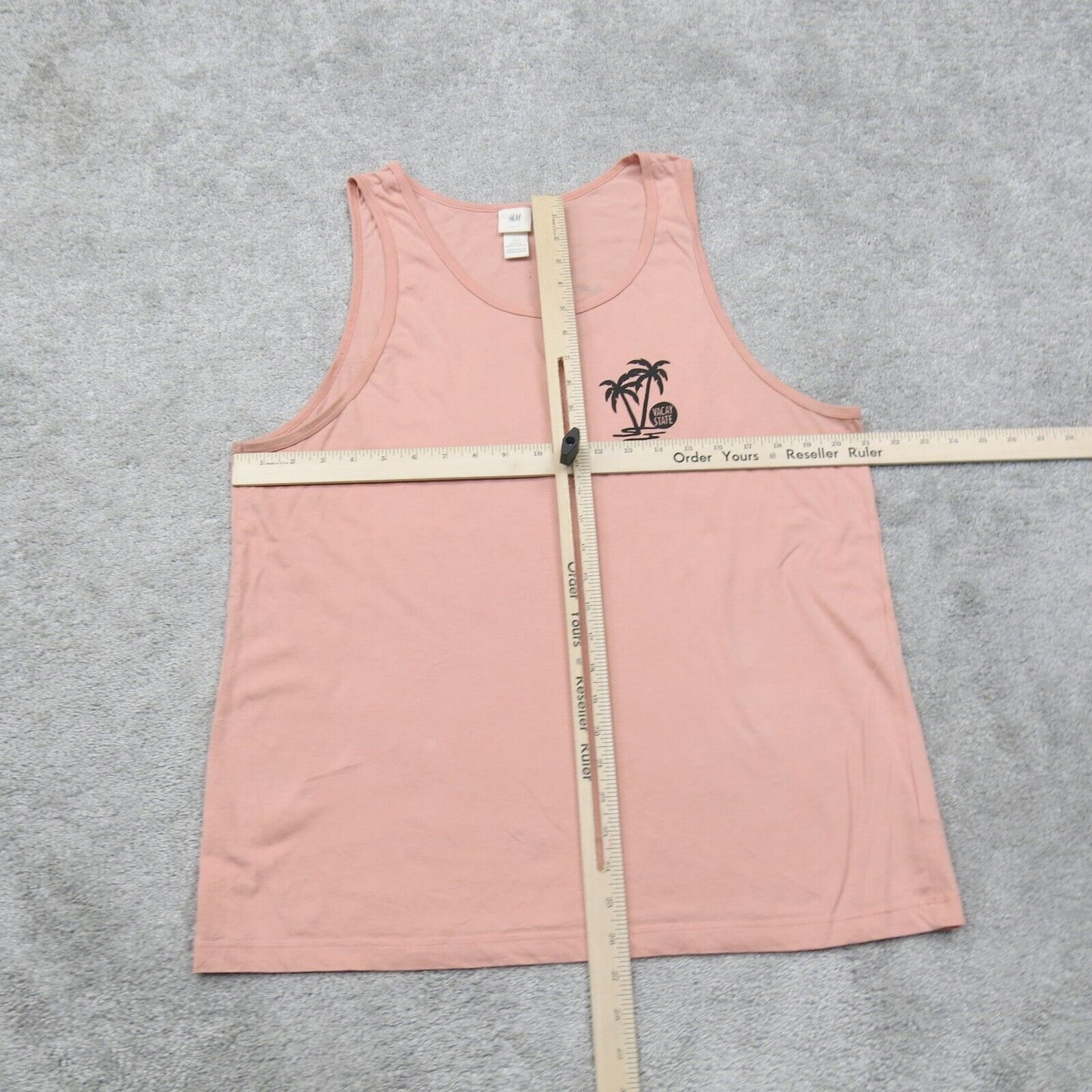 H&M Mens Tank Top Vacay State Holiday City Pacific Beach Logo Peach Pink Large