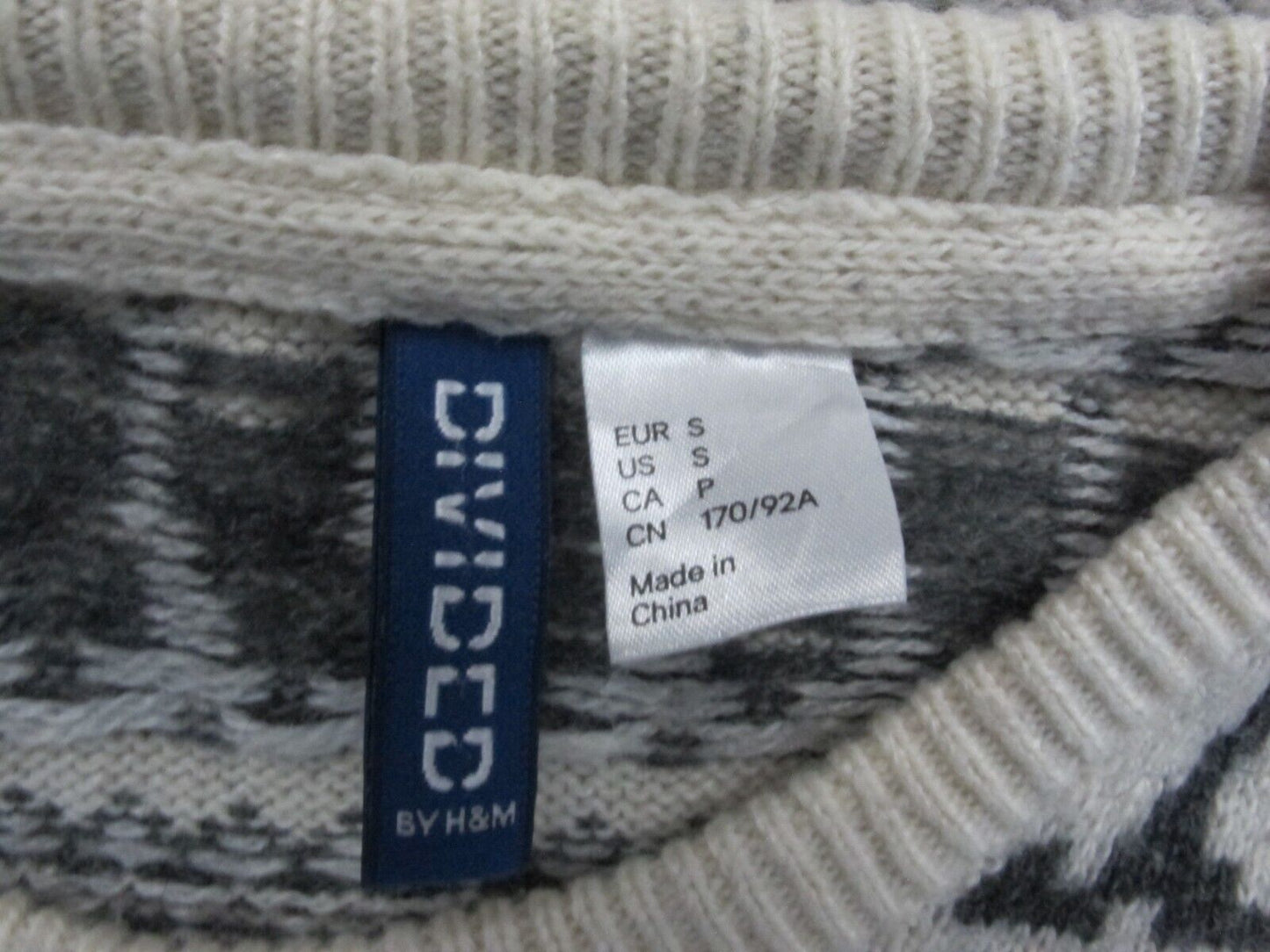 Divided By H&M Womens Pullover Sweater Crew Neck Long Sleeve Gray Ivory SZ Small
