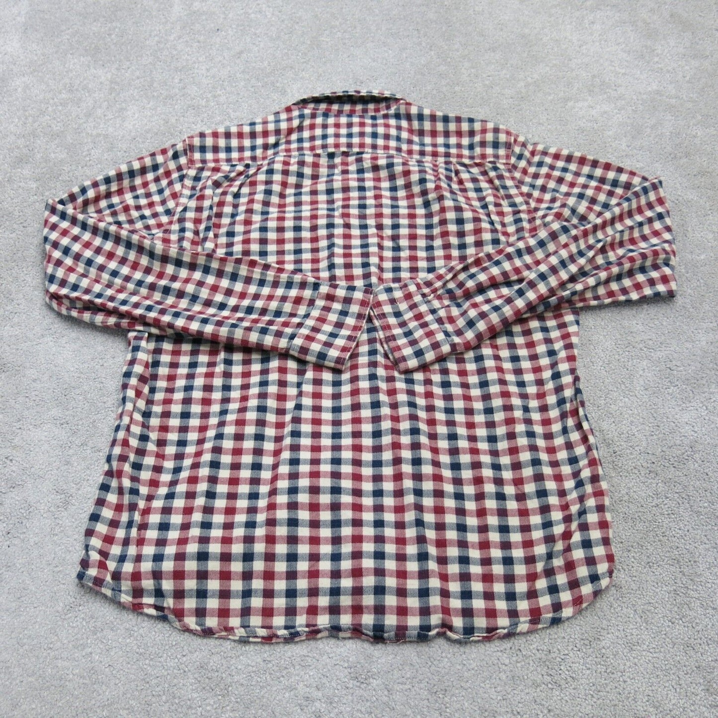 H&M Mens  Shirt Button Up Check Plaid Long Sleeves Collar Red Size Medium