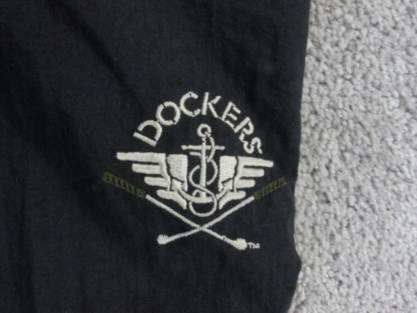 Dockers Mens Windbreaker Jacket Full Zip Up Long Sleeve Pockets Black Size Large