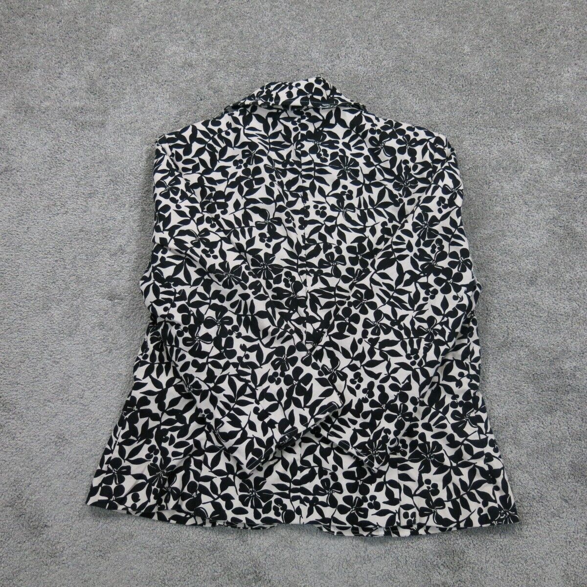 Mossimo Womens Floral Blazer Coat Single Breasted Long Sleeve Black White SZ L