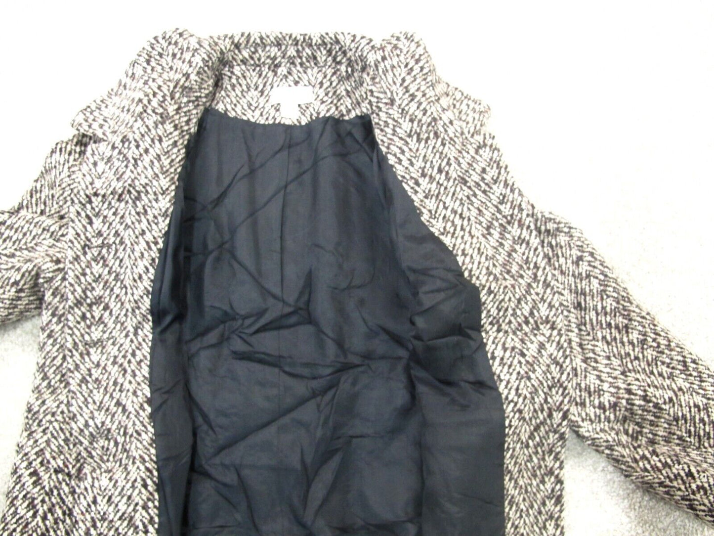 ANN Taylor Loft Womens Tweed Jacket Single Breasted Pocket White Black Size 6