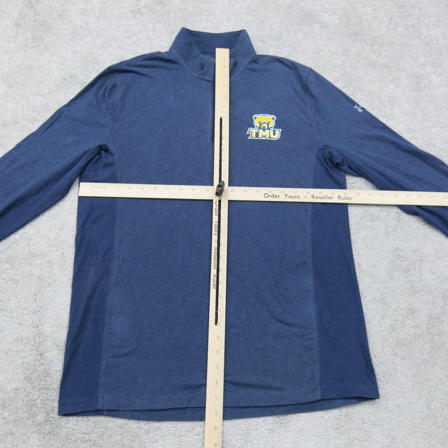 Under Armour Mens Activewear Top 1/4 Zip Long Sleeves Loose Fit Blue Size Large