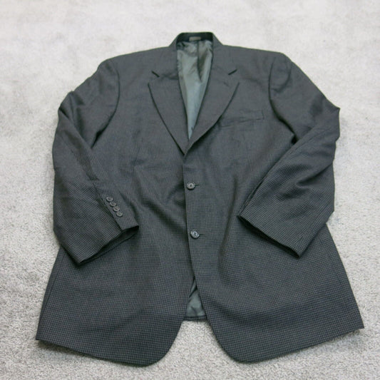 Brooks Mens Blazer Coat Single Breasted Pockets Long Sleeve Black Size 46