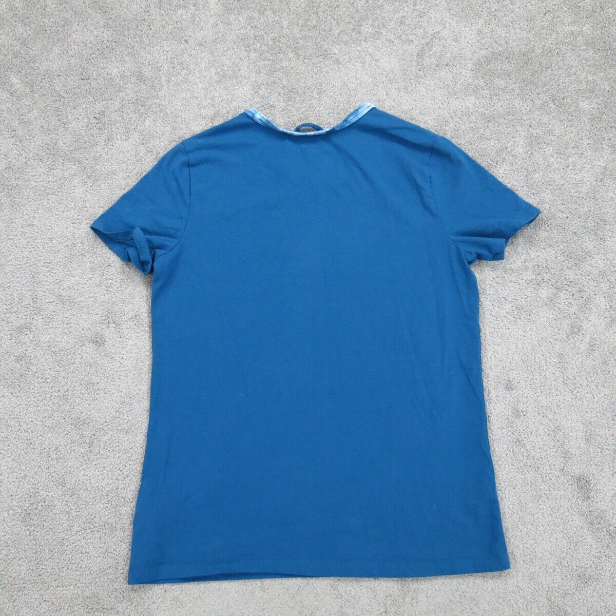 Lands End Womens Activewear T Shirt Crew Neck Short Sleeve Logo Blue Size Small