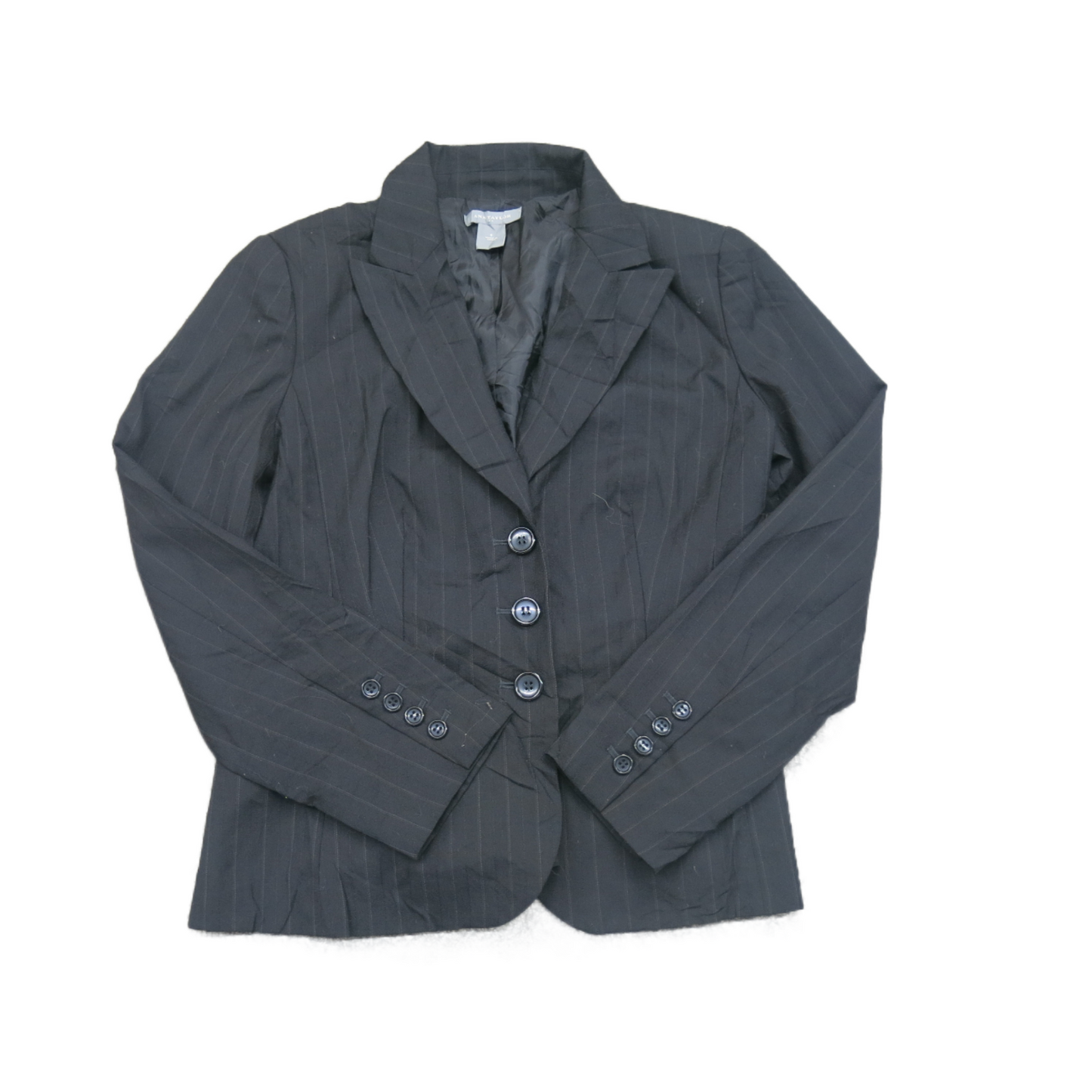 Ann Taylor Women Blazer Coat Striped Single Breasted Long Sleeve Black Size 6