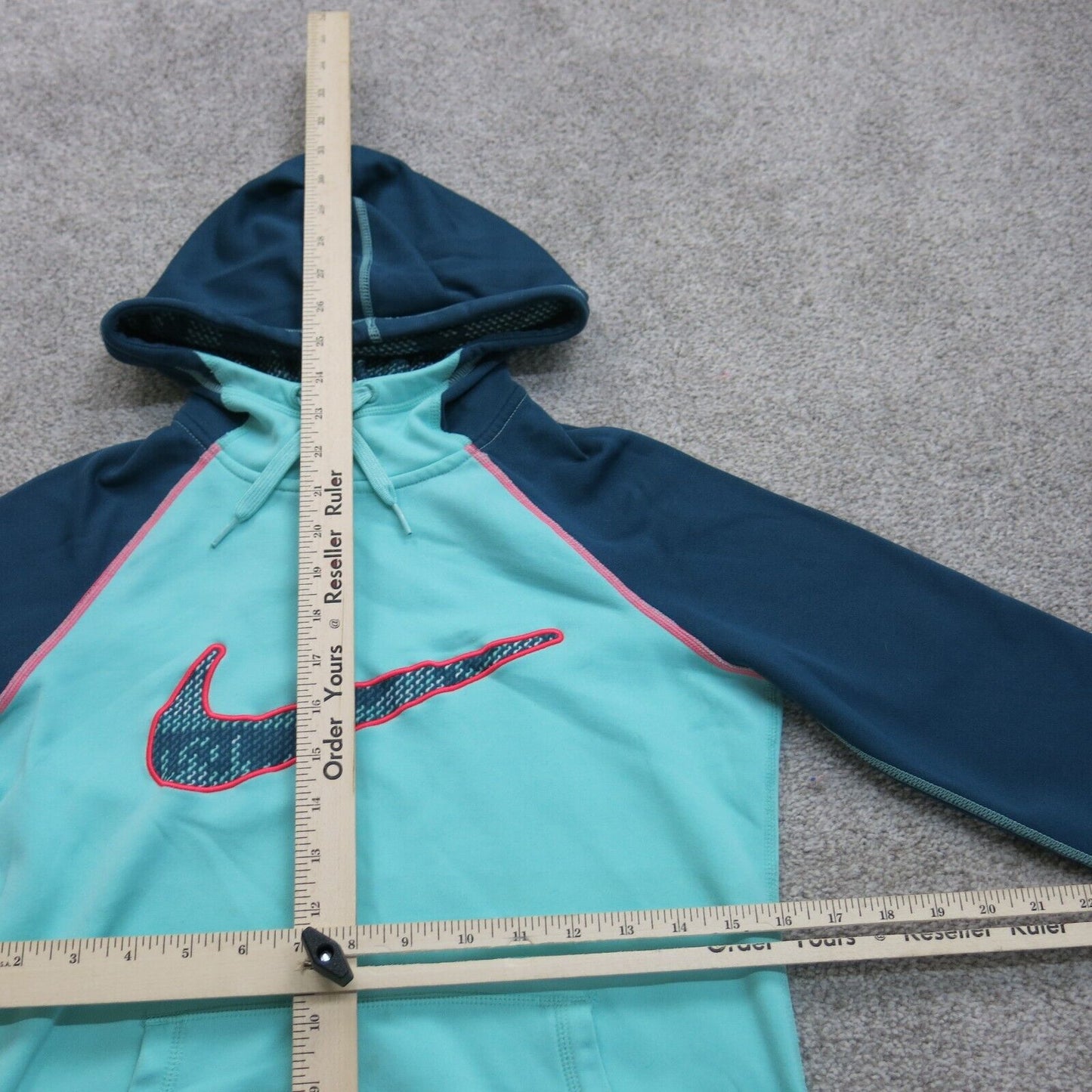Nike Therma Fit Womens Hoodie Drawstring Pockets Long Sleeves Aqua Blue Size XS