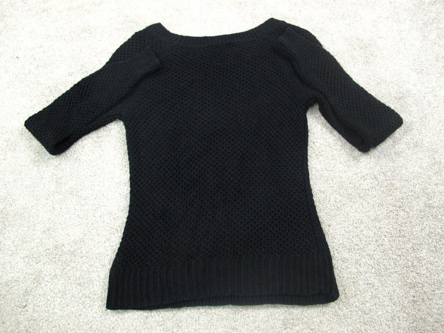 Ralph Lauren Women Knitted Pullover Sweater Scoop Neck Long Sleeves Black Size S