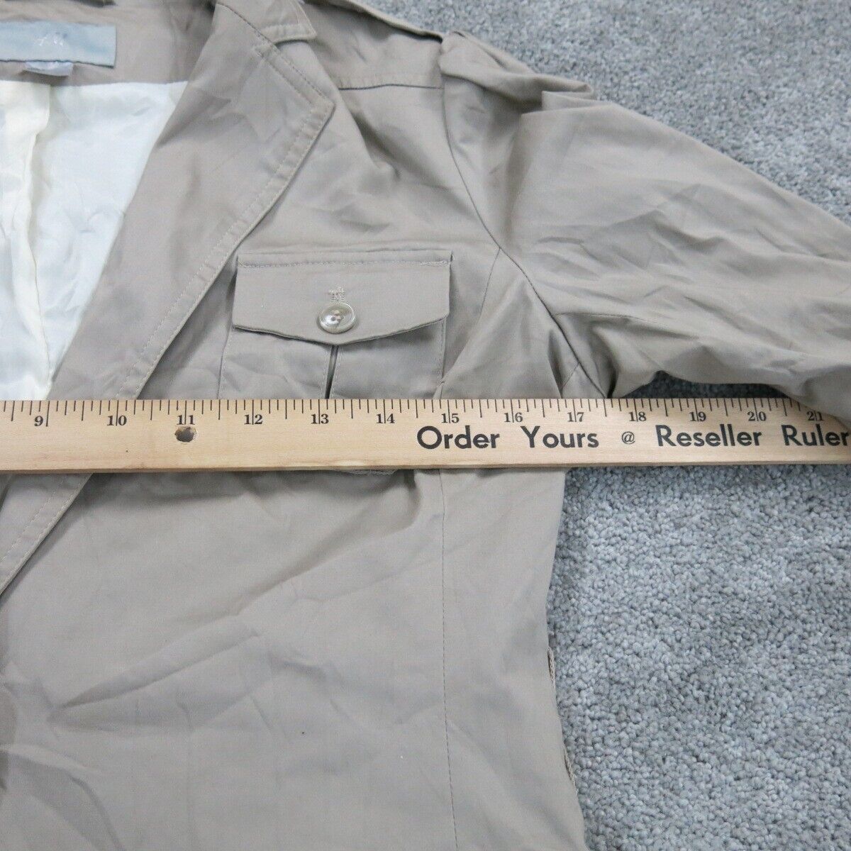 H&M Womens Blazer Coat Single Breasted Long Sleeves Pockets Light Beige Size 8