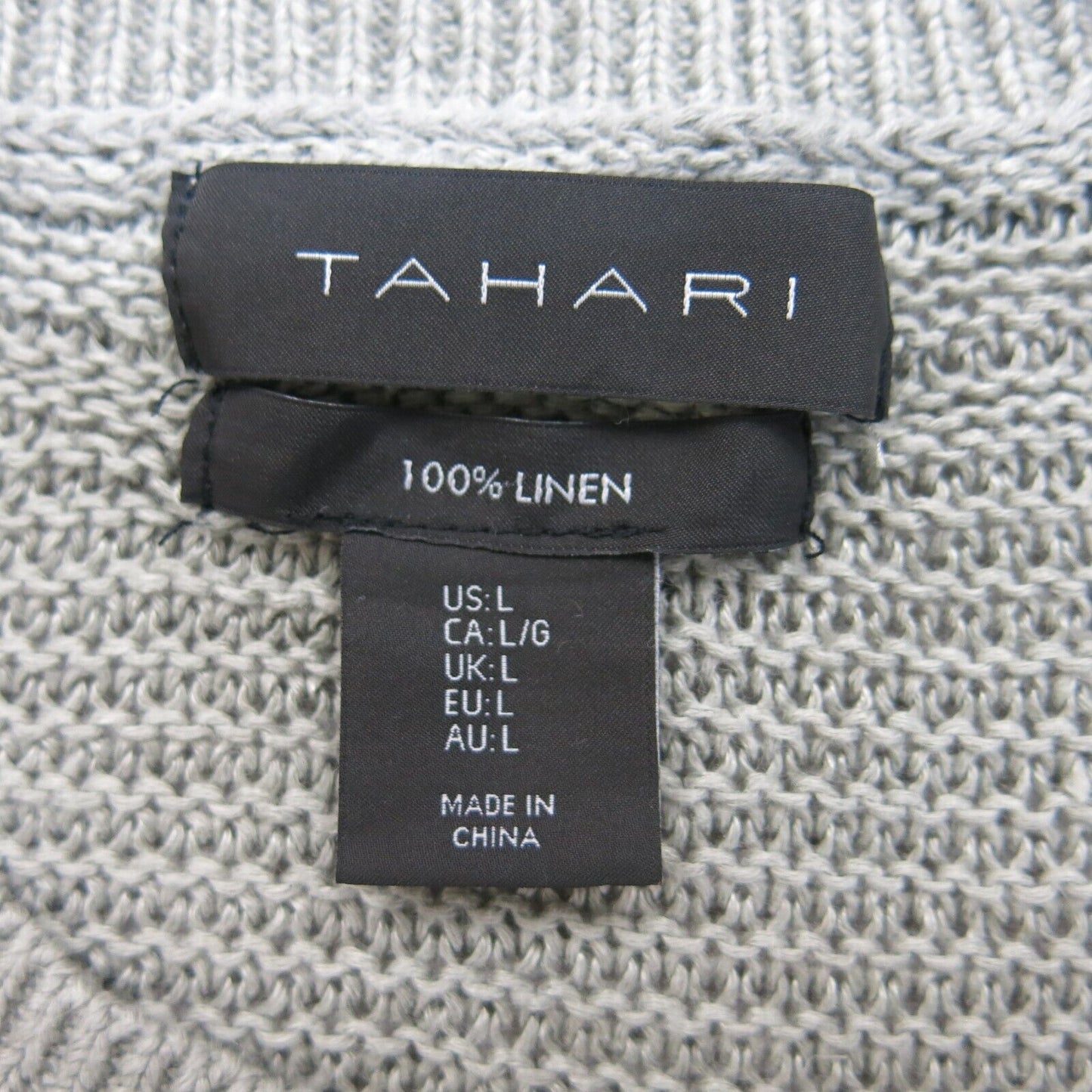 Tahari Womens Pullover Sweater Crew Neck Long Sleeves Light Gray Size Large