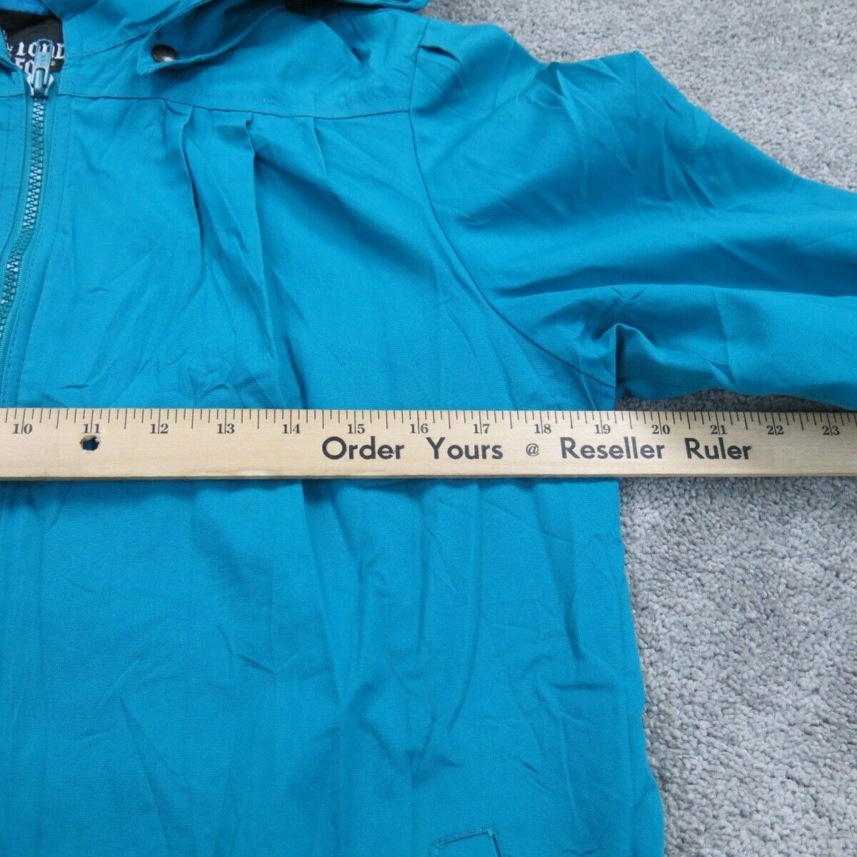 London Fog Womens Hooded Coat Full Zip Long Sleeve Pocket Aqua Blue Size 8 Reg