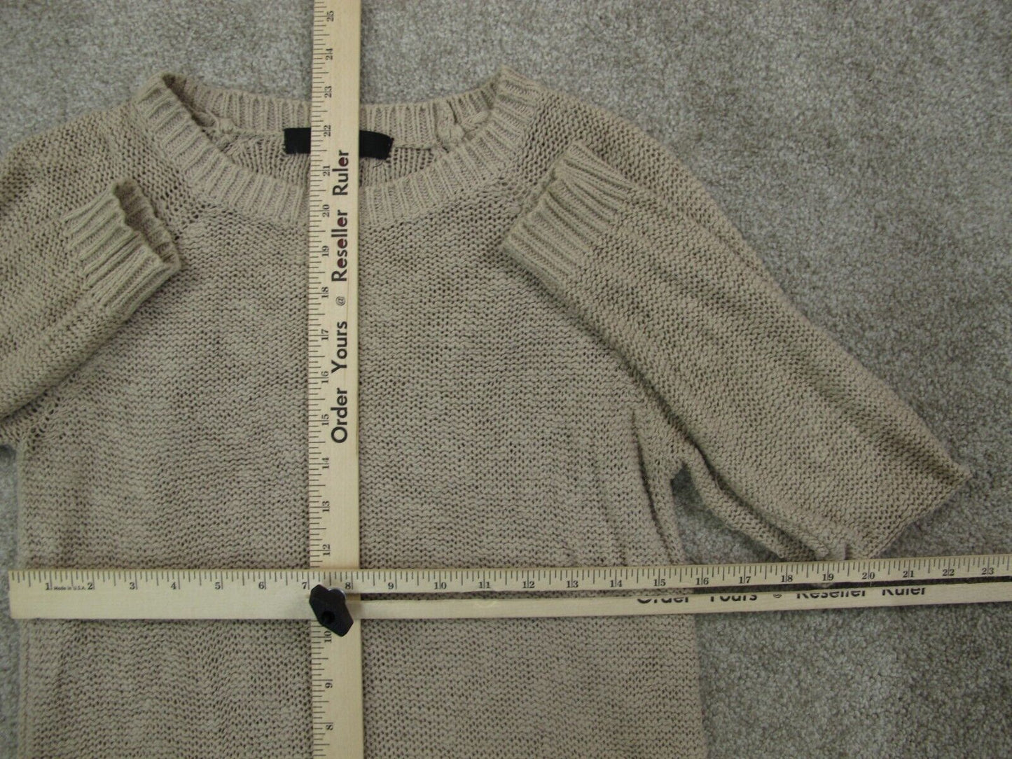Forever 21 Womens Pullover Knitted Sweater Long Sleeves Crew Neck Beige SZ Small