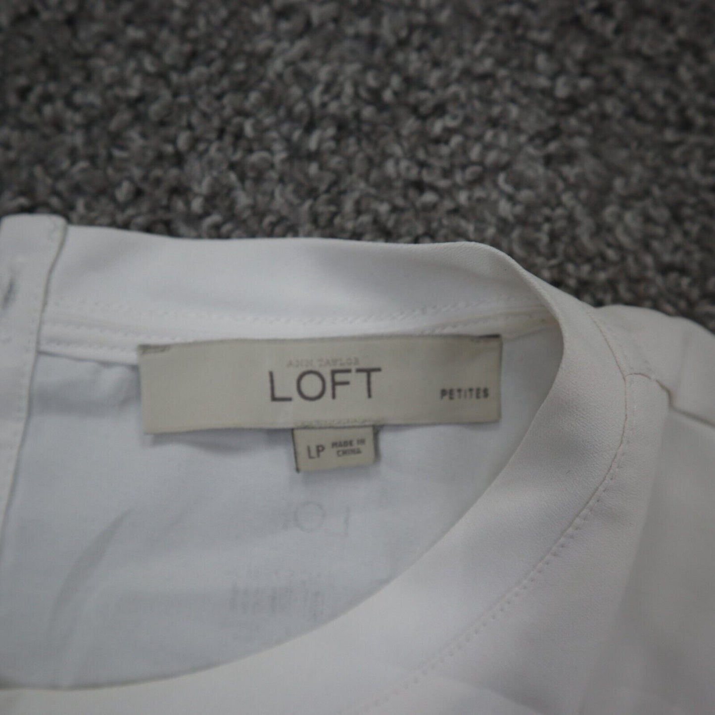 Loft Womens Blouse Top Crew Neck Floral Hem Short Sleeve White Size Large
