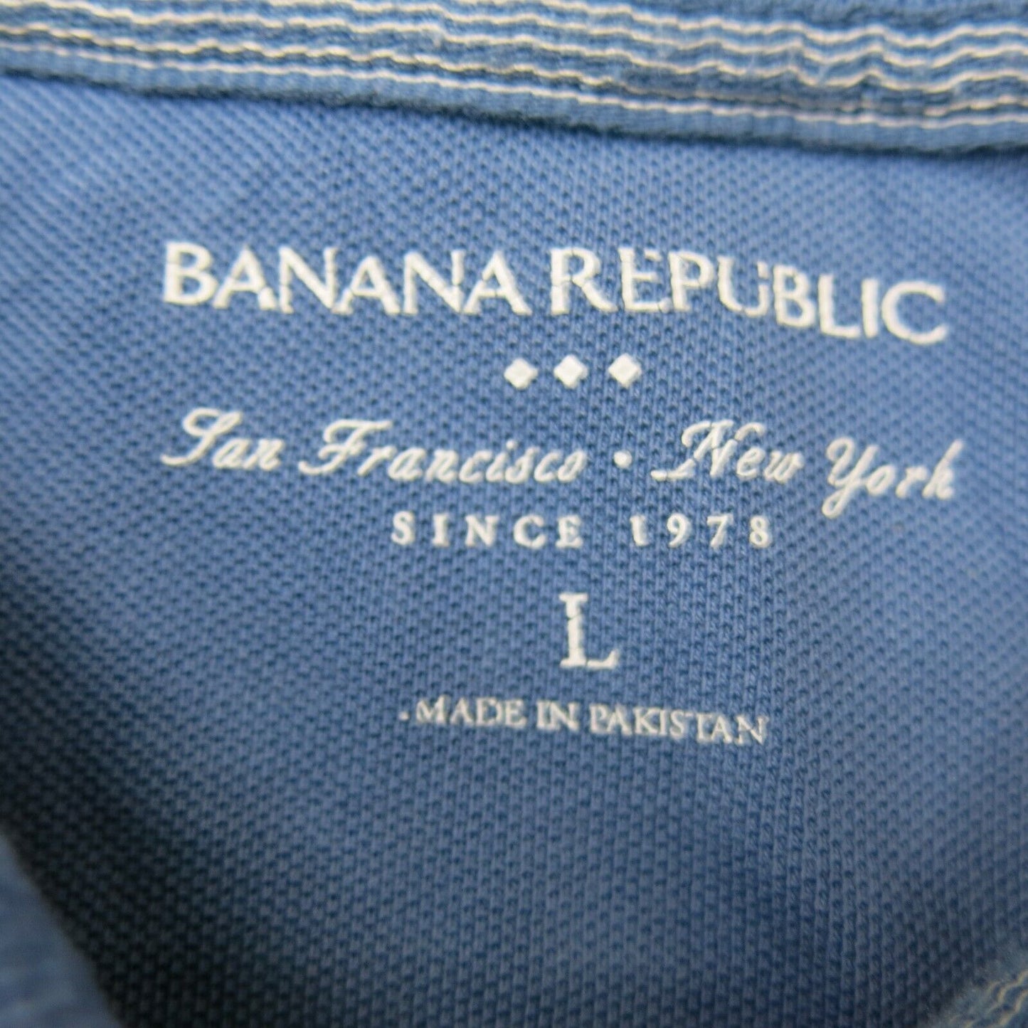 Banana Republic Mens Polo Shirt 100% Cotton Short Sleeves  Blue Size Large