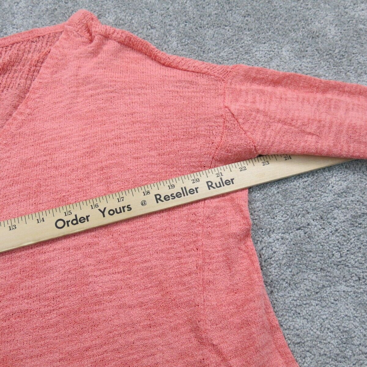 Ann Taylor Loft Womens Pullover Sweater 3/4 Sleeve V Neck Pink Orange SZ Medium