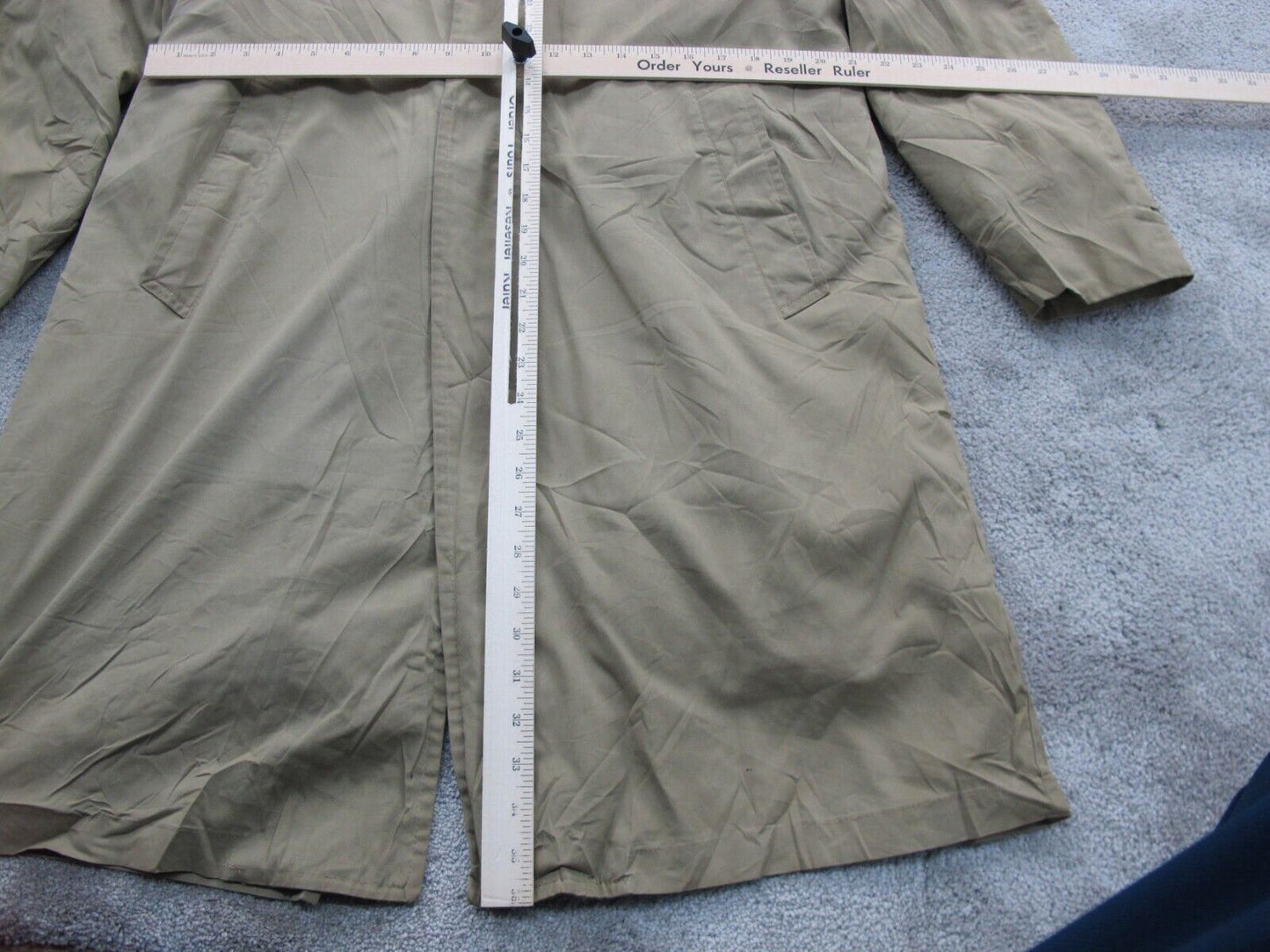 London Fog Mens Sherpa Coat Long Sleeves Pockets Solid Beige Size 38 Reg