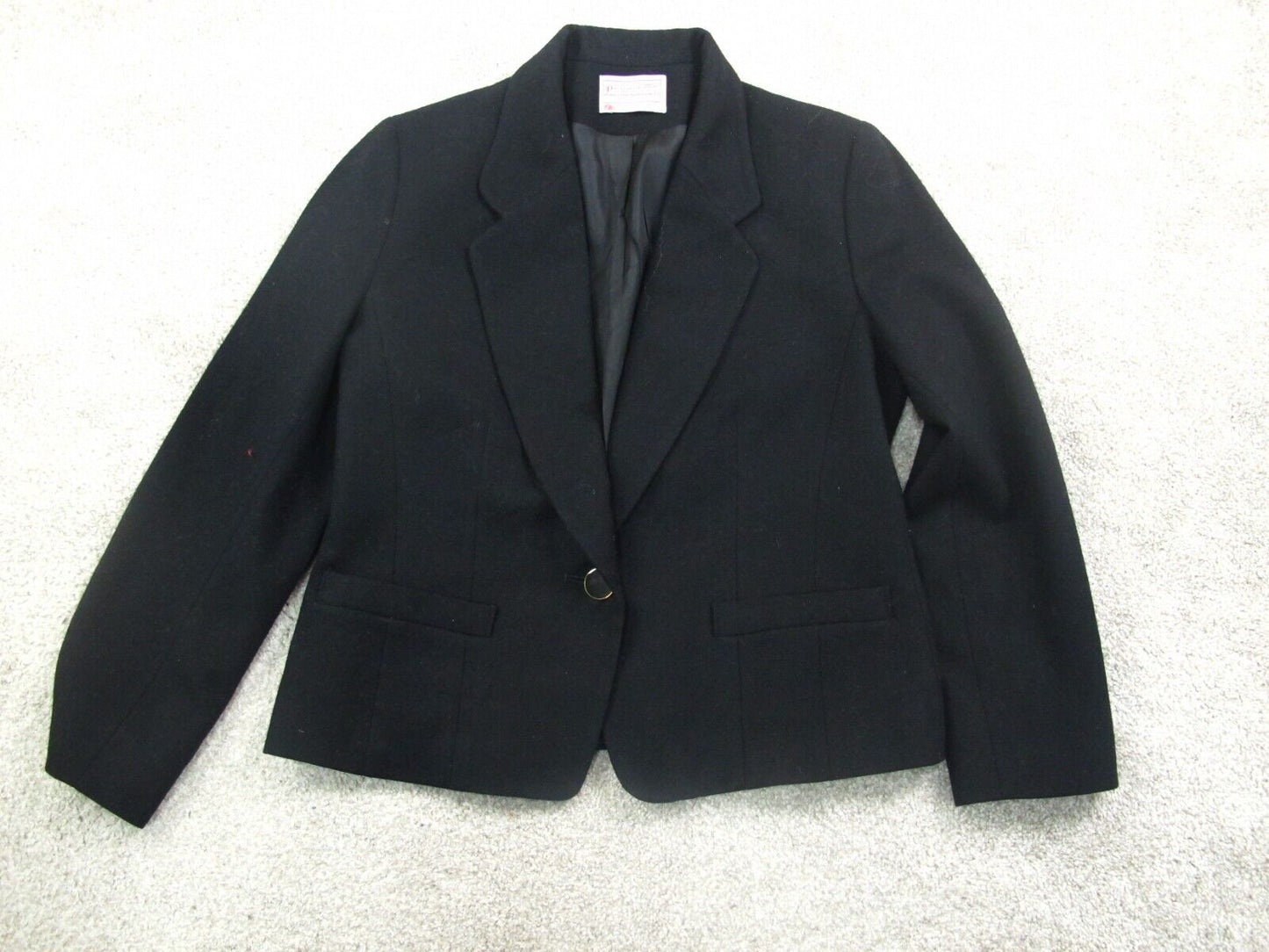 Pendleton Womens Blazer Coat Long Sleeves Single Breasted Black Size Petite