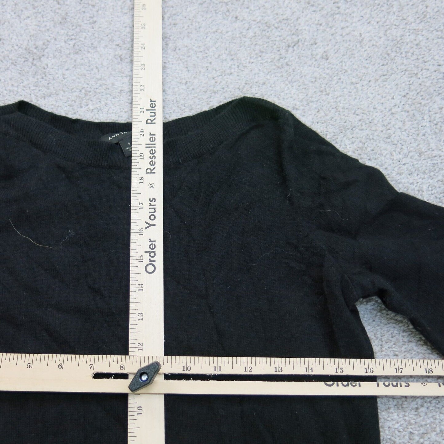 ANN Taylor Womens Pullover Sweater Top Boat Neck Long Sleeves Black Size Small