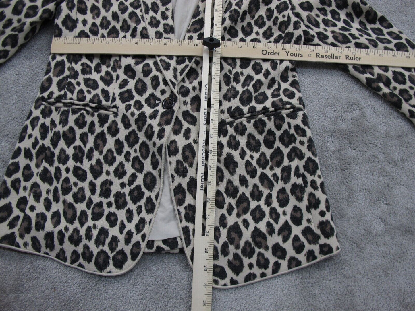 Ann Taylor Women Blazer Coat Single Breasted Leopard Print Brown White Size 6