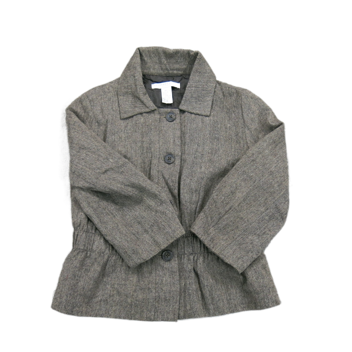 Geoffrey Beene Sport Womens Blazer Coat Tie Waist Long Sleeves Gray Brown SZ 10