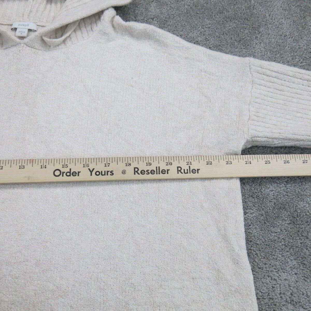 Pure Jill Womens Hoodie Sweater Knitted Long Sleeve Off White Size Medium