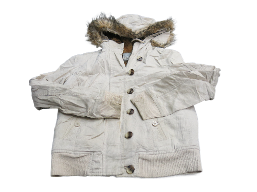 Old Navy Women Full Zip Up Parka Coat Hooded Jacket Long Sleeve Ivory Size Small
