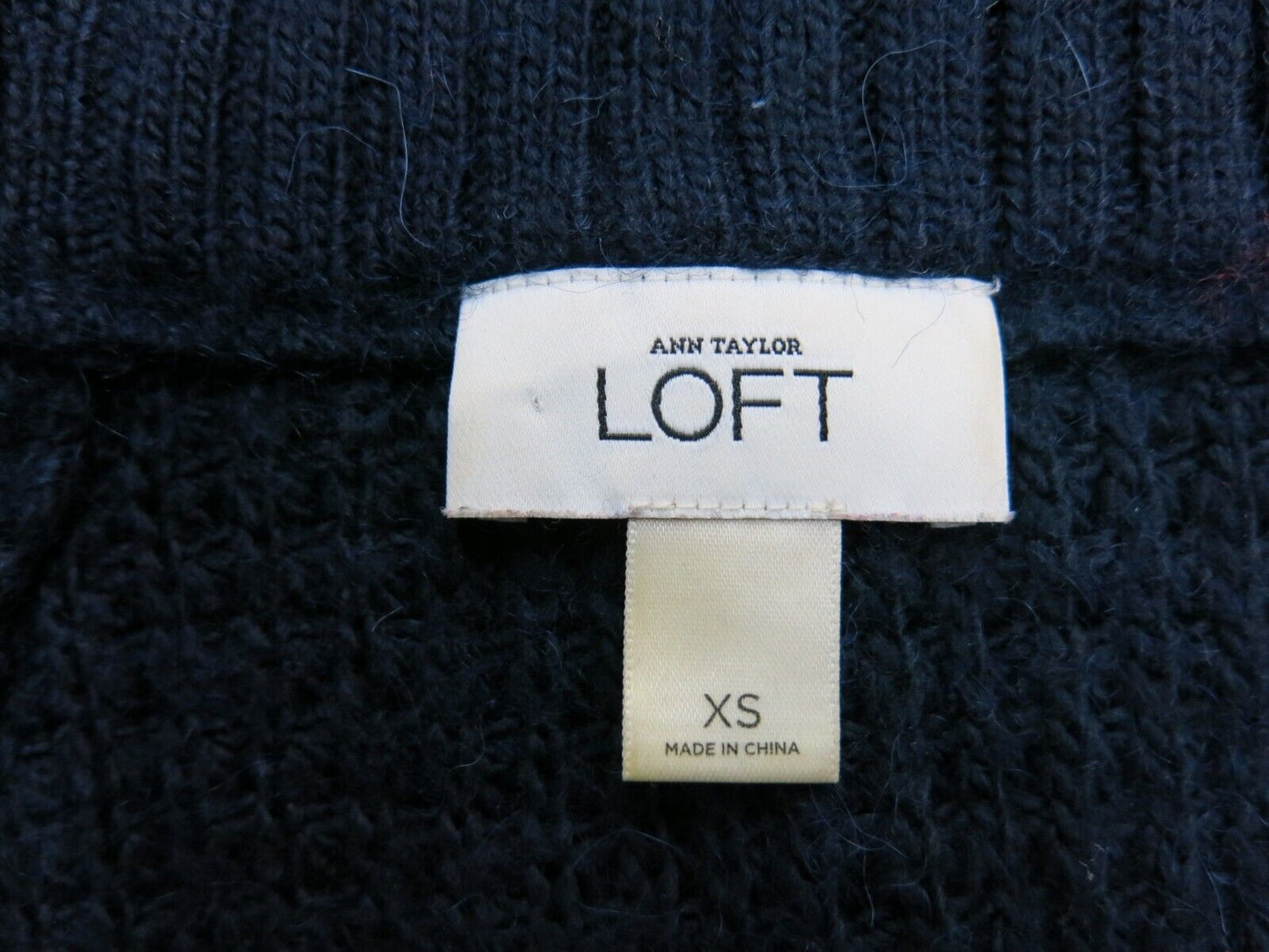 Ann Taylor Loft Womens Sweater Knitted V Neck Long Sleeve Navy Blue Size X Small