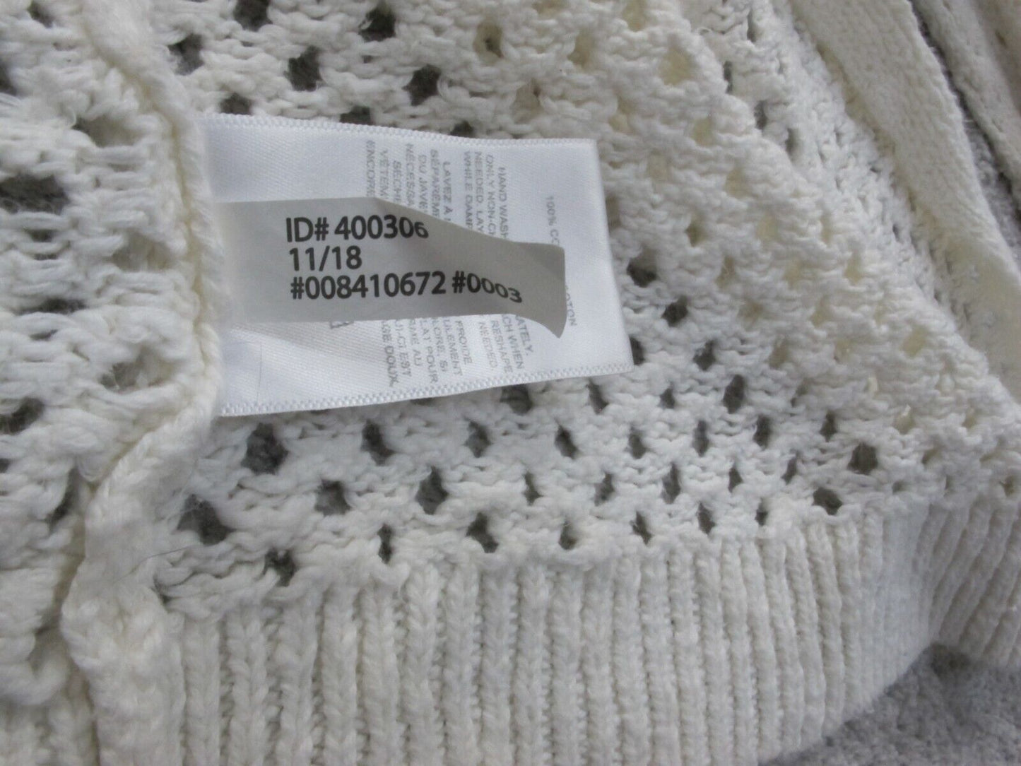 Express Womens Cardigan Sweater Open Front Long Sleeve Eyelet White Size X Small