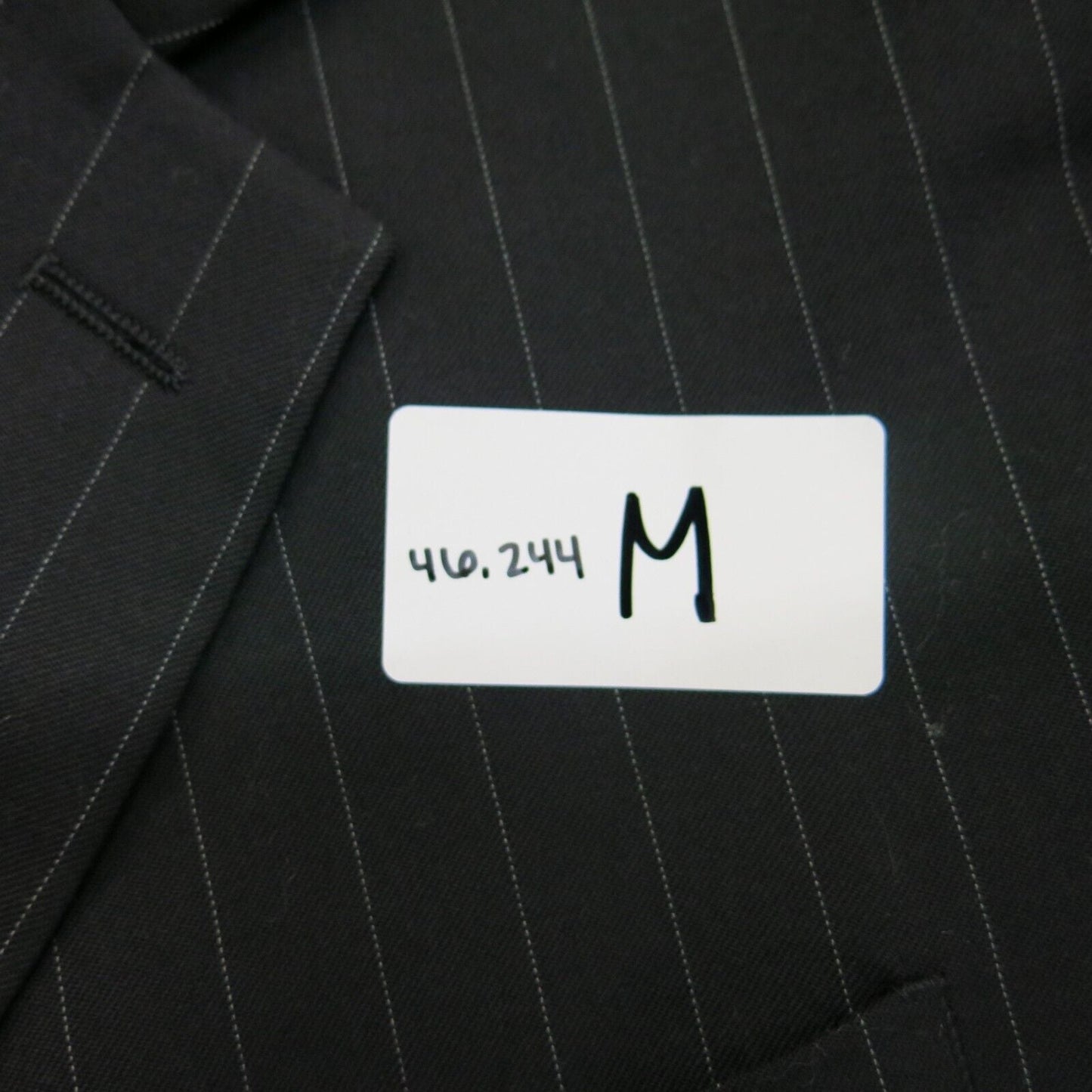 Chaps Mens Blazer Coat Single Breasted Striped 100% Wool Black Size 42 Regular