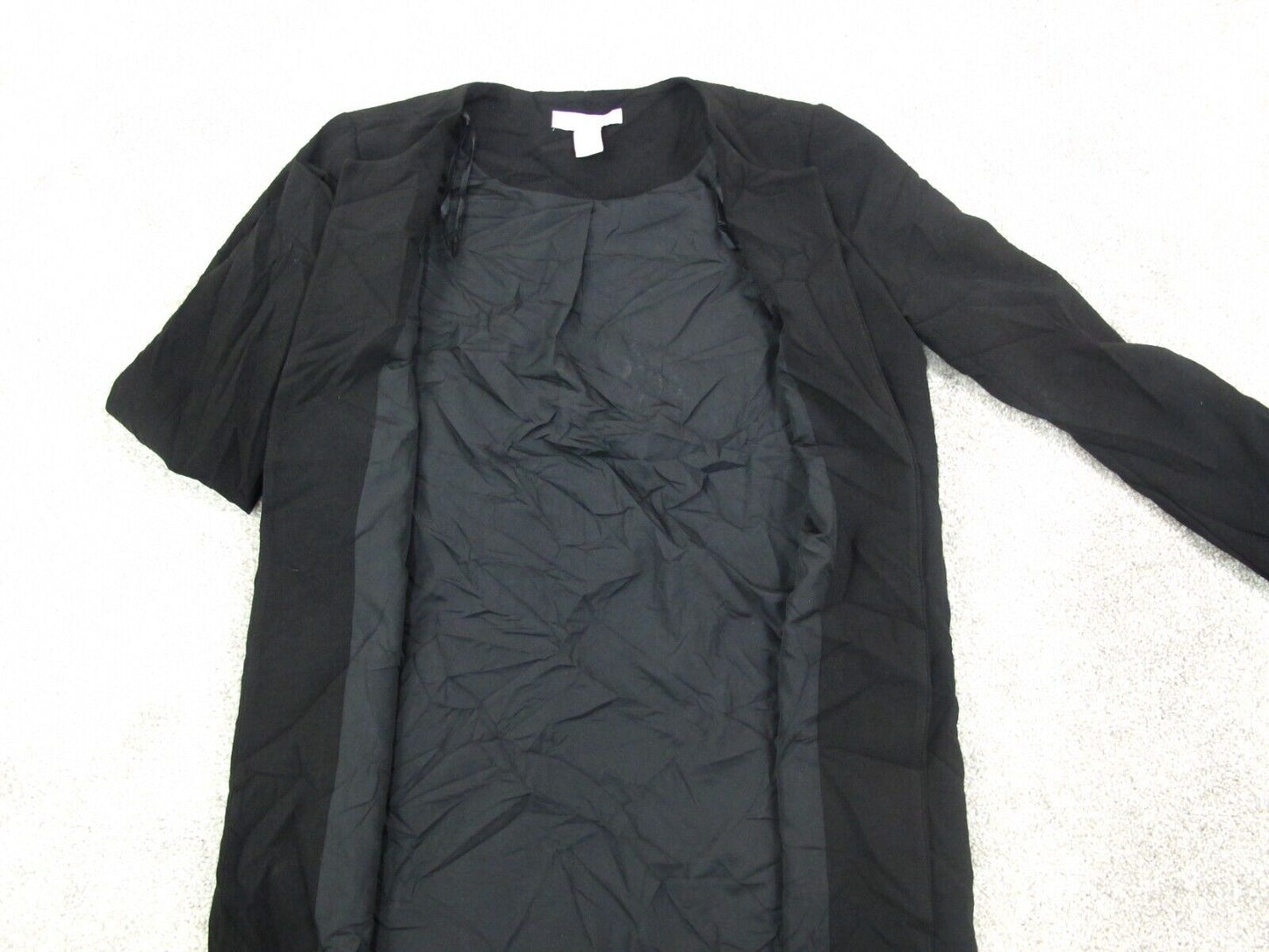 H&M Womens Over Coat Long Sleeves Open Front Pockets Black Size US 8