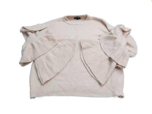 Forever 21 Womens Pullover Crew Neck Sweater Knitted Bell Sleeve Light Pink SZ L