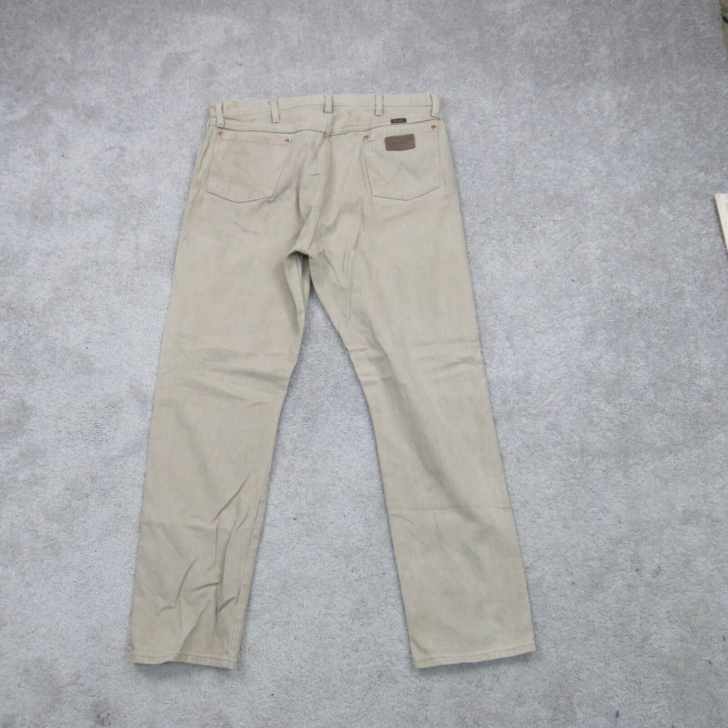 Wrangler Men Jeans Straight Leg High Rise 100% Cotton Stretch Beige Size W40XL34