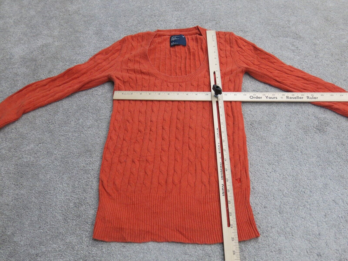 American Eagle Women Pullover Sweater Round Neck Long Sleeves Orange Size Medium