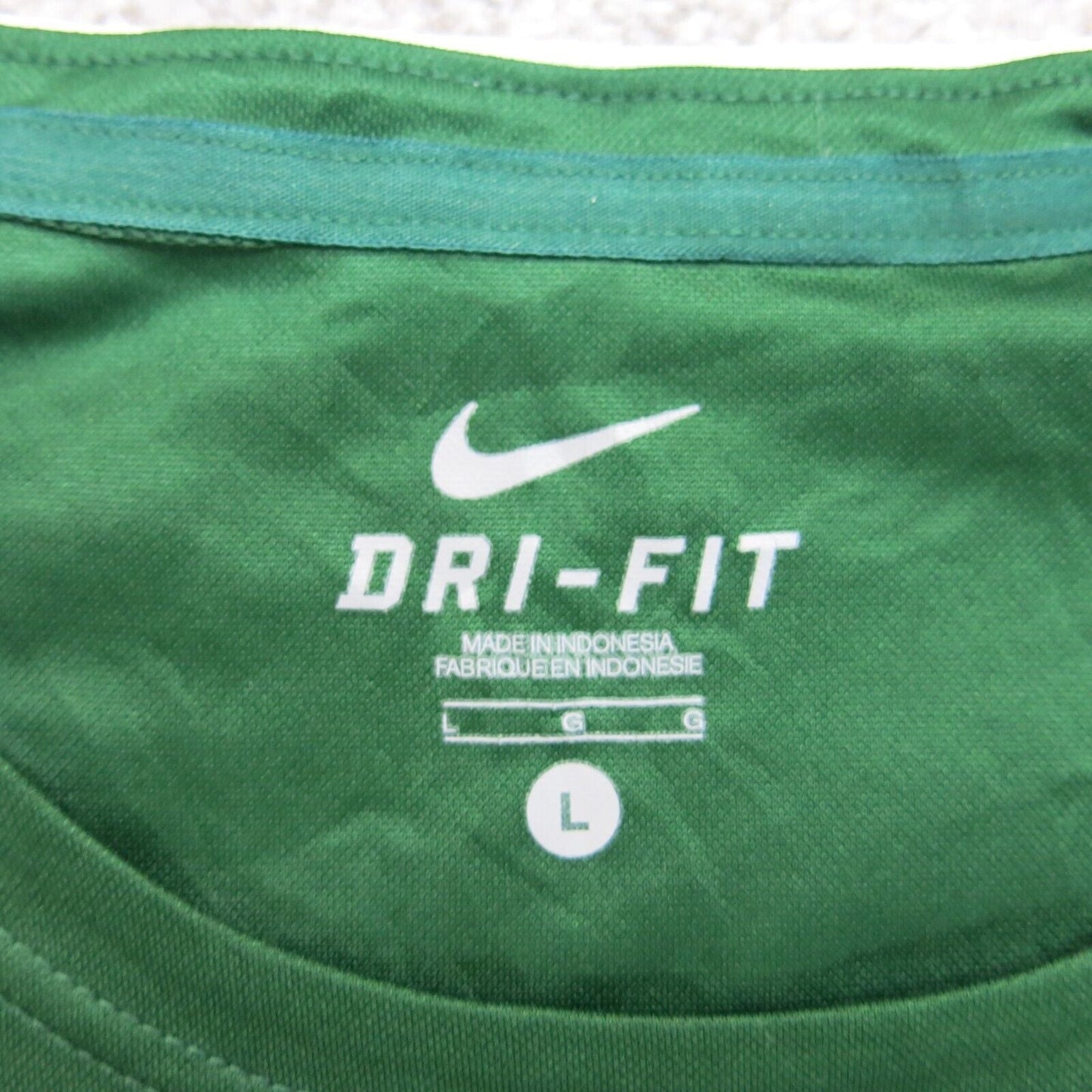 Nike Dri Fit Mens T Shirt Crew Neck Short Sleeve Logo Green Size Large