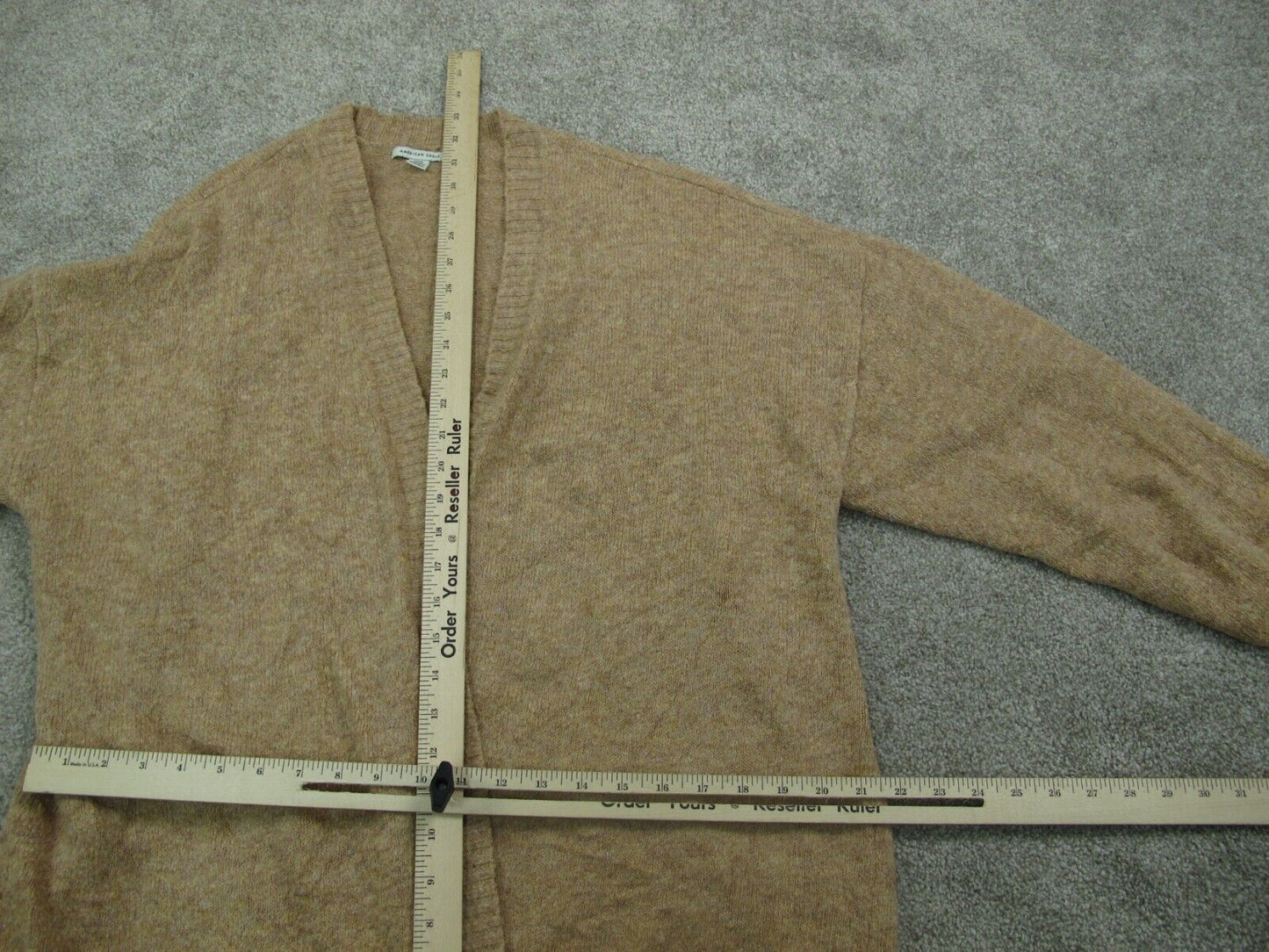 American Eagle Women Cardigan Sweater Open Front Long Sleeve Tan Khaki Size M