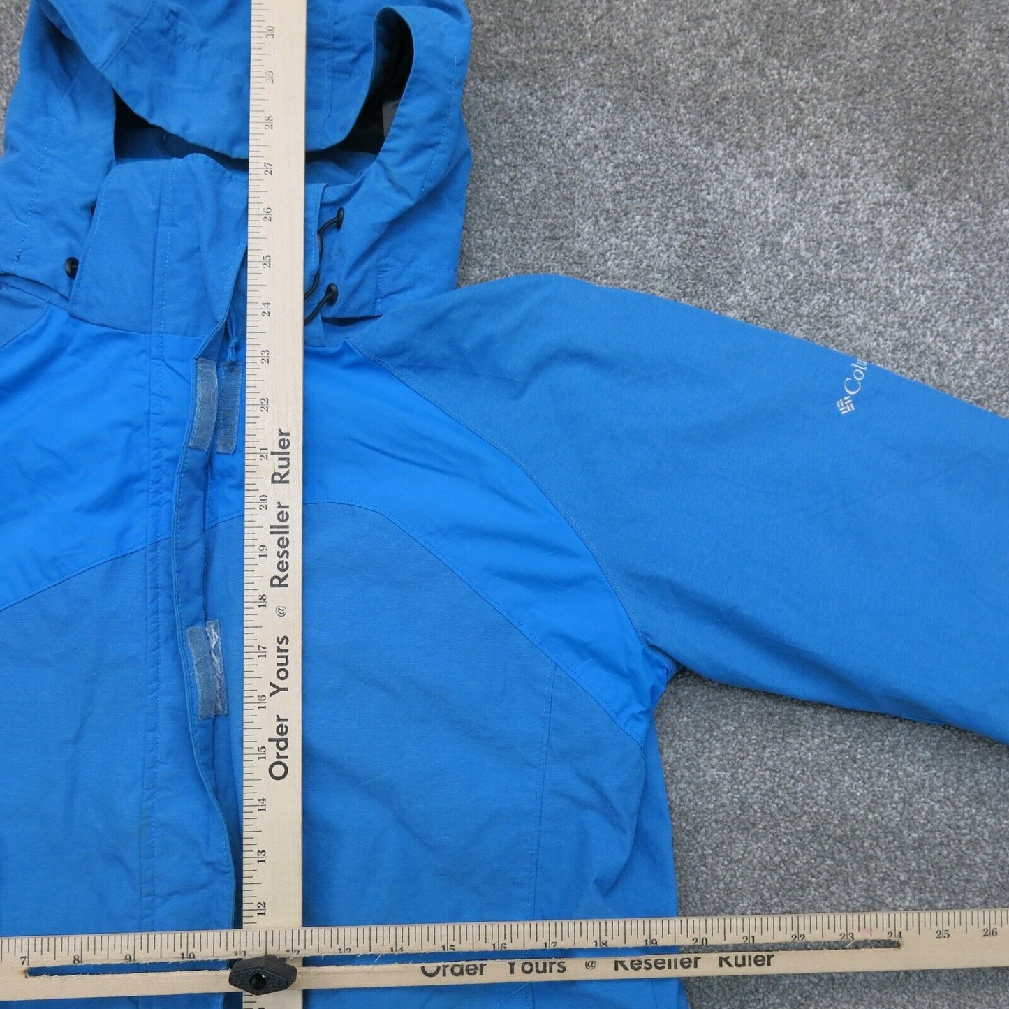 Columbia Mens Hooded Jacket Full Zip Up Long Sleeves Light Blue Size Large