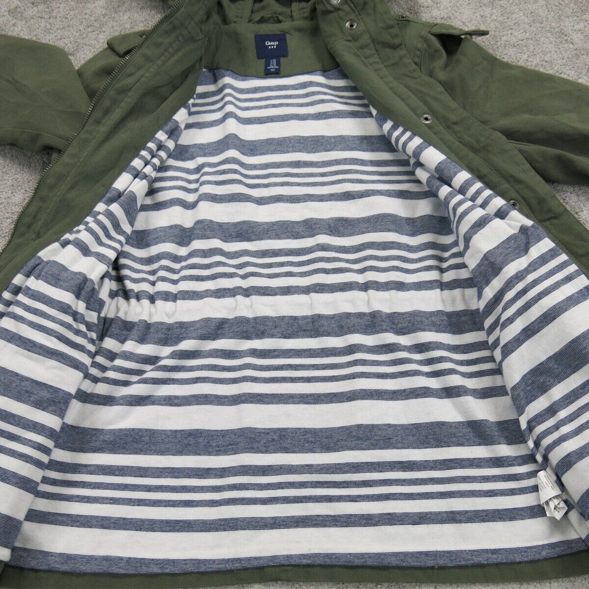 Gap Womens Hooded Trench Coat Full Zip Up Long Sleeve Pockets Green Size X Small