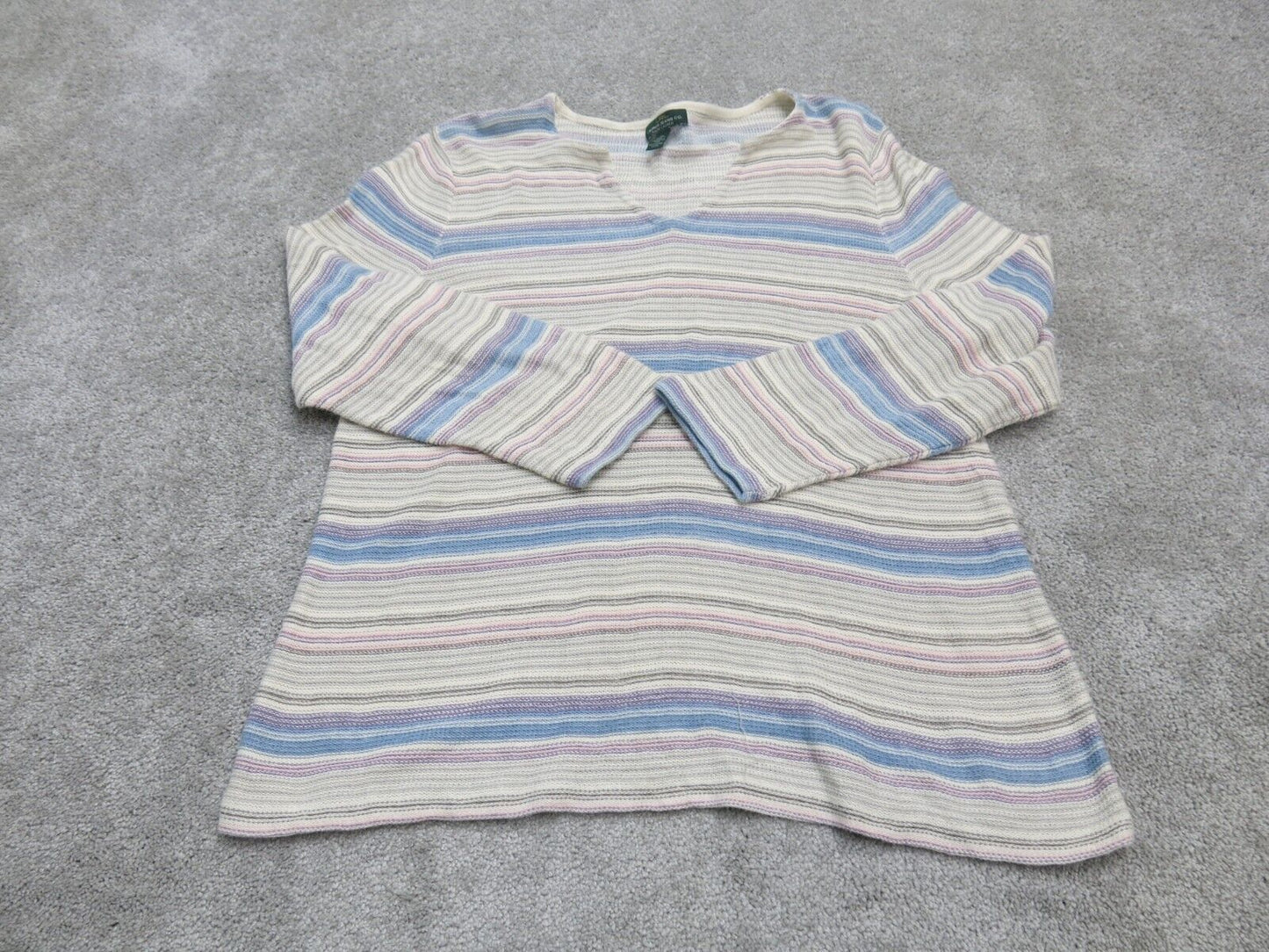 Lauren Ralph Lauren Pullover Striped Blouse Top 100% Cotton Split Neck White XL