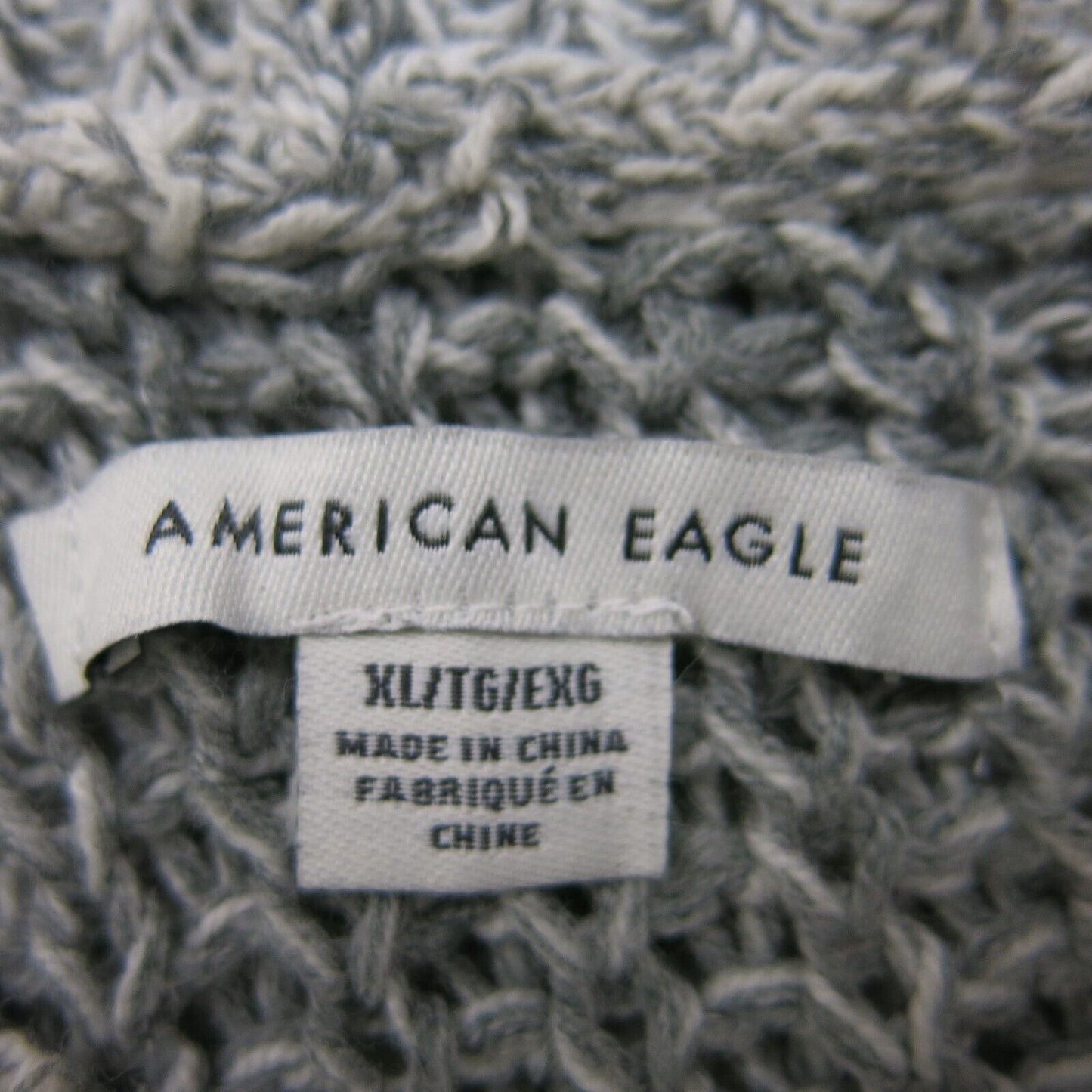 American Eagle Womens Pullover Sweater Knitted Crew Neck Striped Gray Size XL