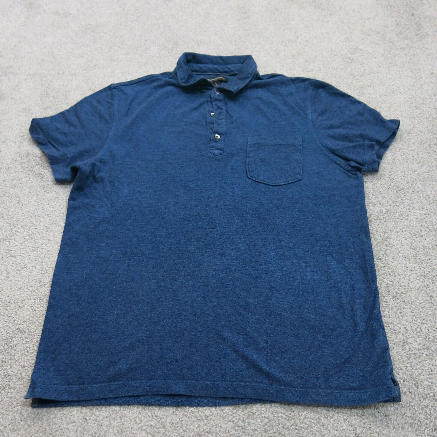 Banana Republic Men Polo Shirt Short Sleeves Pocket Navy Blue Size Large