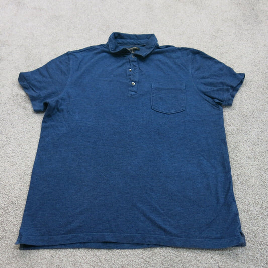 Banana Republic Men Polo Shirt Short Sleeves Pocket Navy Blue Size Large