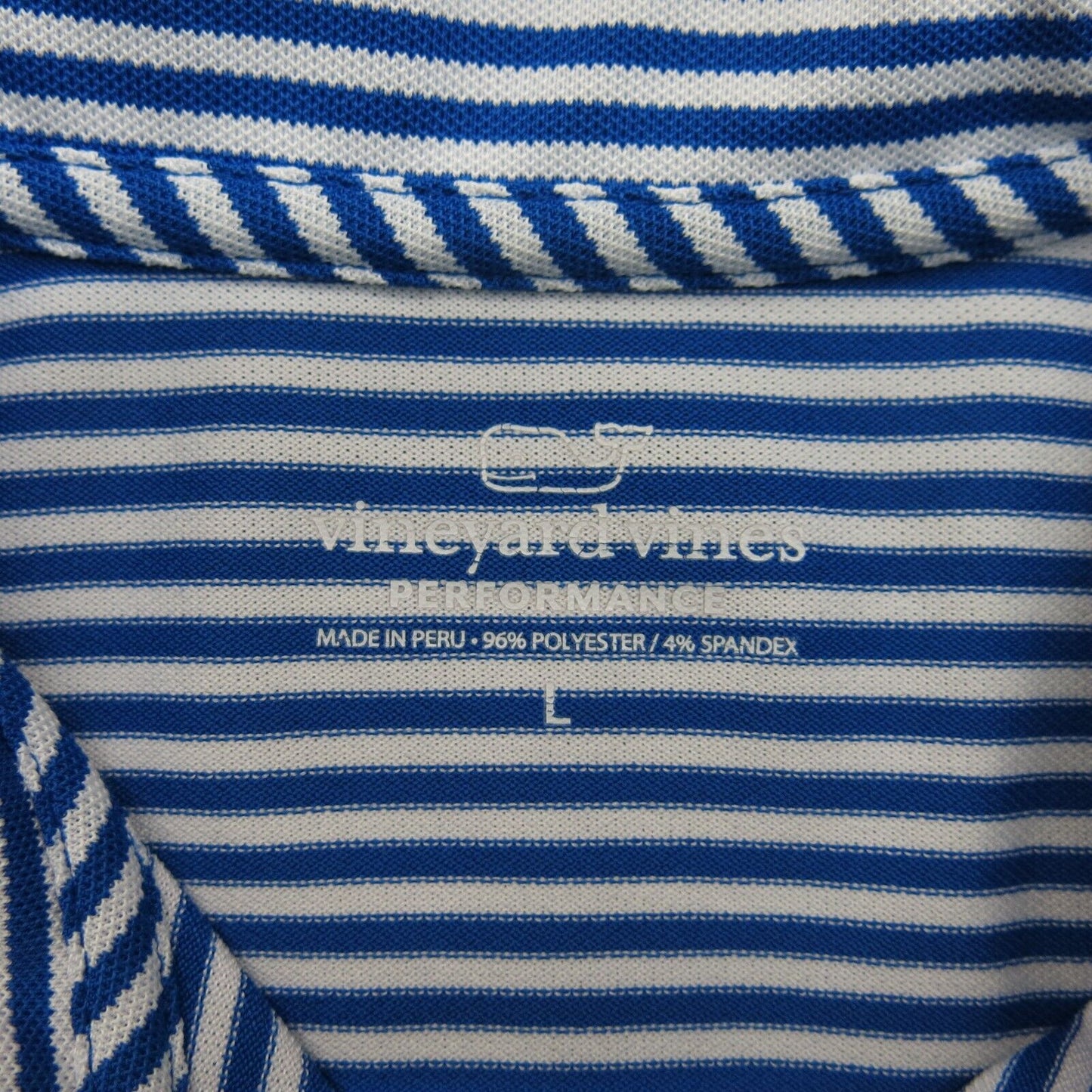 Vineyard Vines Men Striped Polo Shirt Cap Sleeves Logo Blue White Size Large