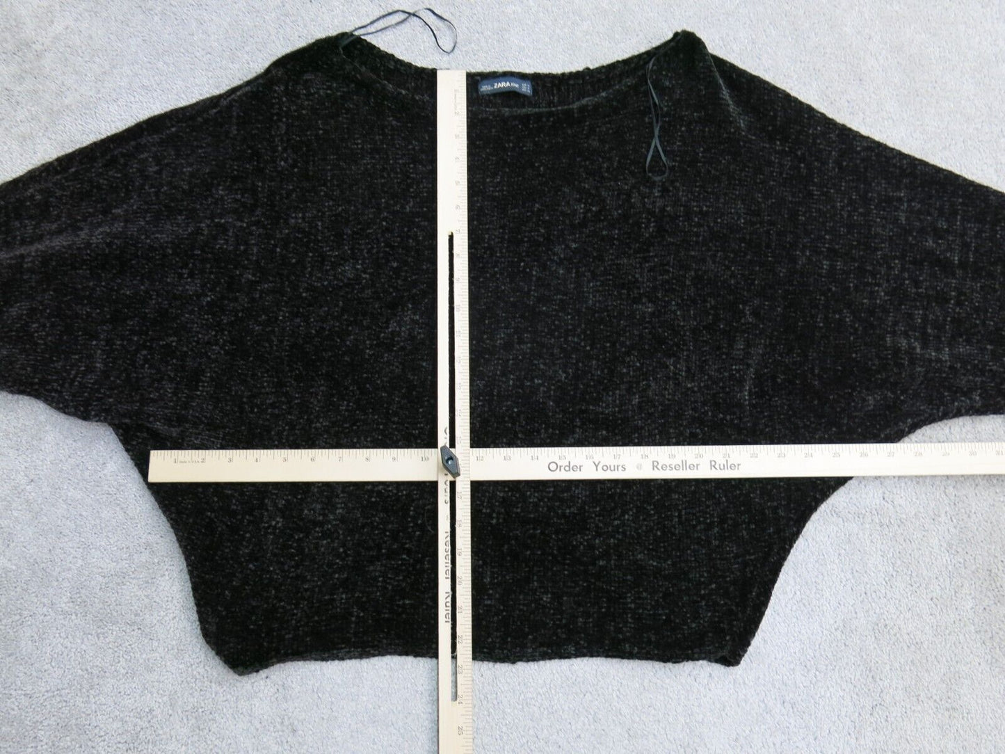 Zara Womens Pullover Knitted Sweater Crew Neck Long Sleeve Black Size Medium