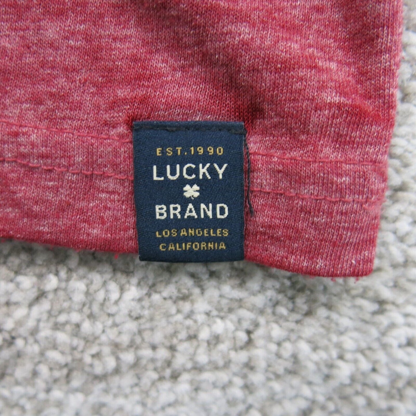 Lucky Brand Mens V Neck T Shirt Short Sleeves Logo Heather Red Size Medium